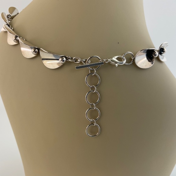 HOST PICK! Vintage Silver Calla Lily Choker Necklace, by N.E. From, MCM, 15-18" - Picture 8 of 17